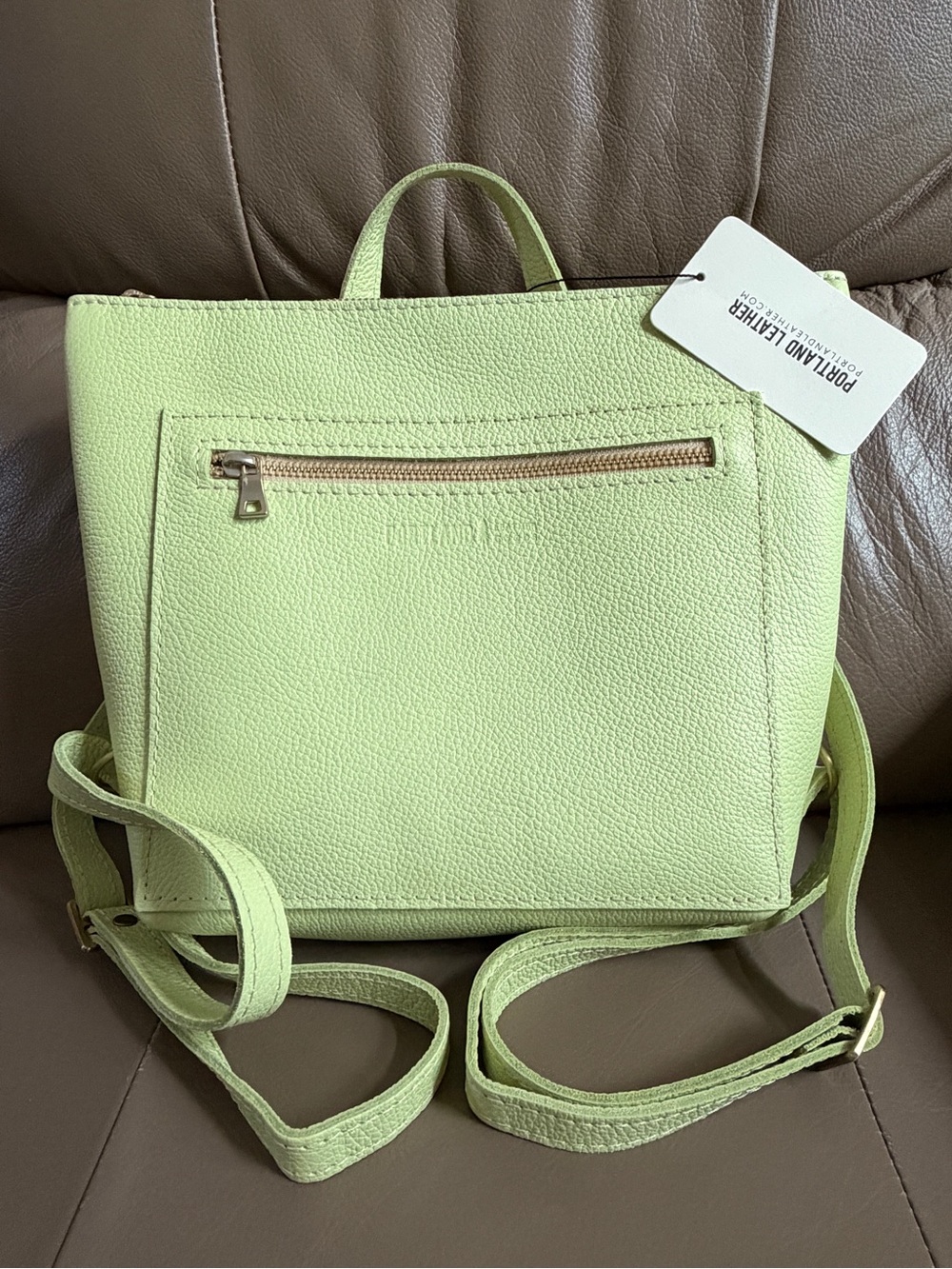 Portland Leather Goods Small  Backpack Shadow Lime NWT